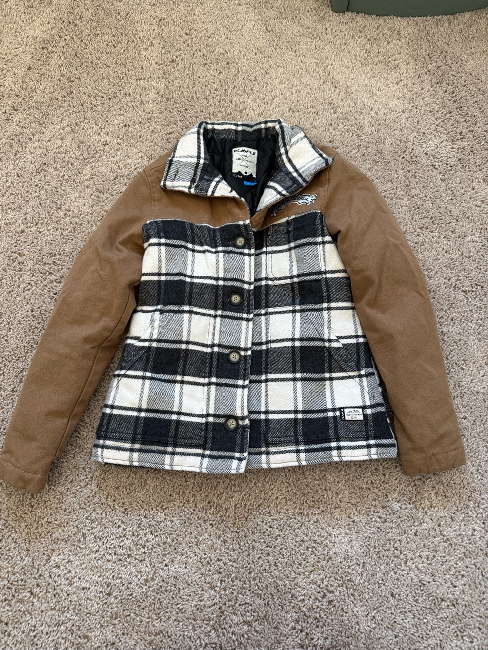 Kavu Brown and Black Plaid Women's Jacket